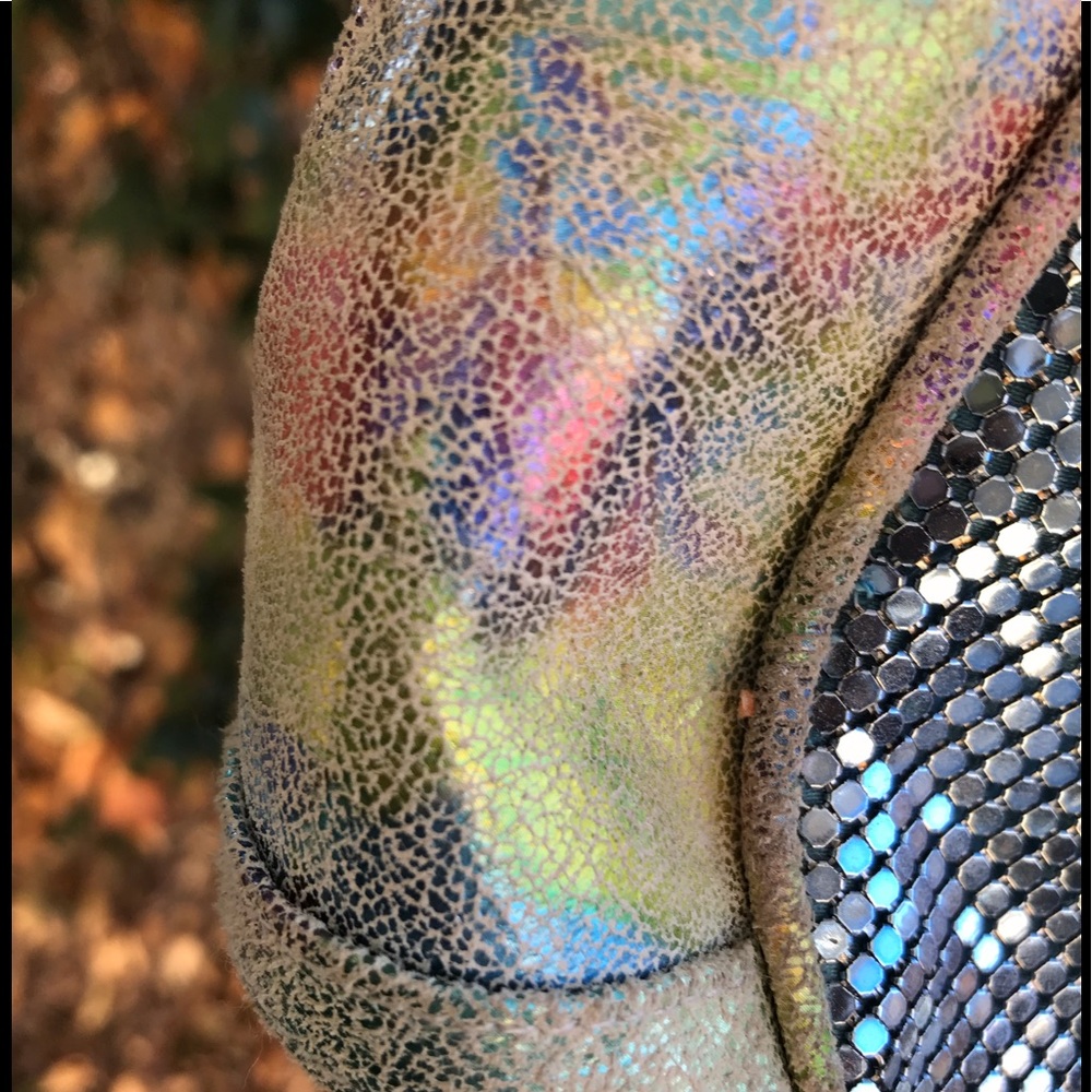 Whiting Davis Metal Iridescent Rainbow Leather Bag